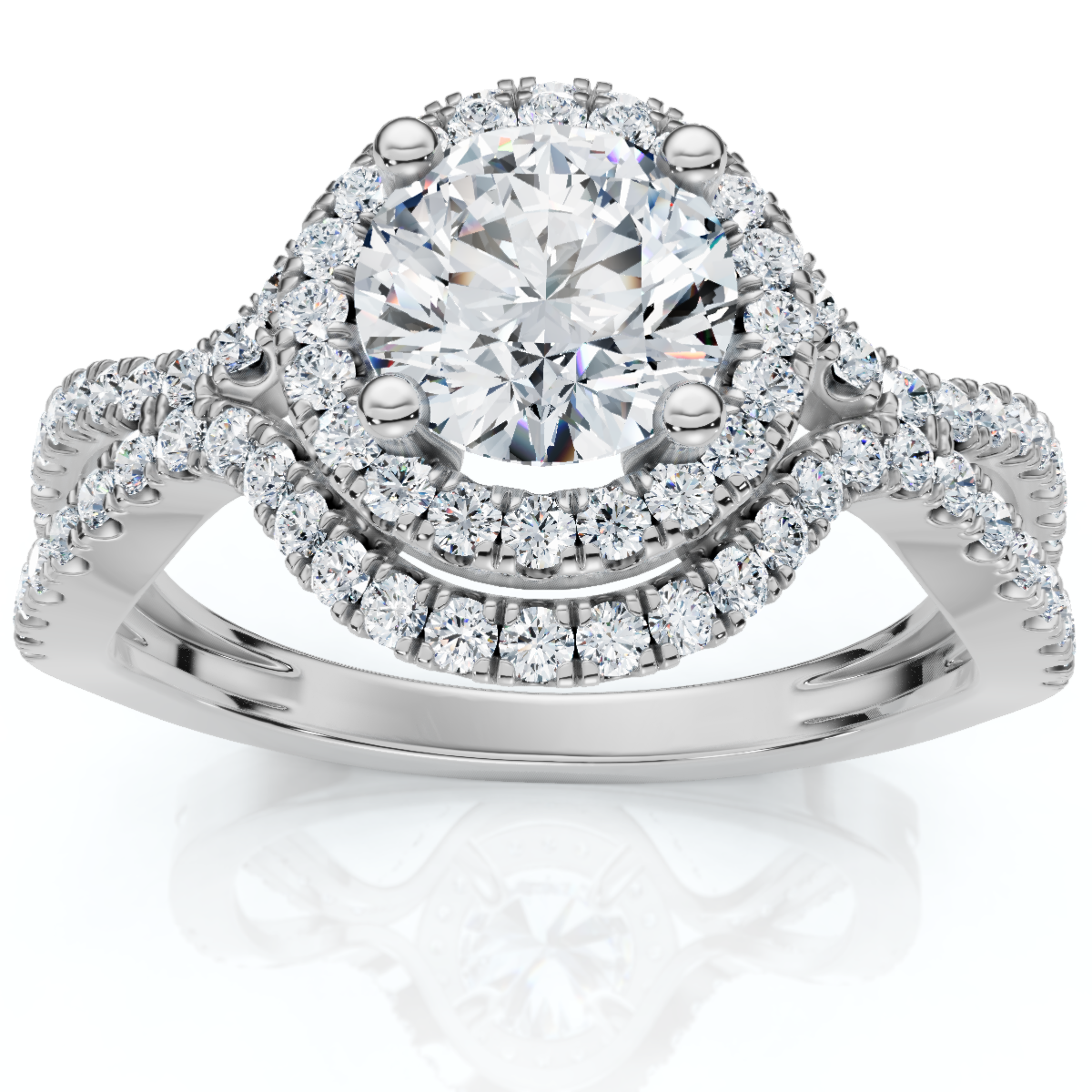 1 1/10Ct Lina Diamond Halo Engagement Ring 14k Gold or Platinum Lab Grown (E-F, VS)