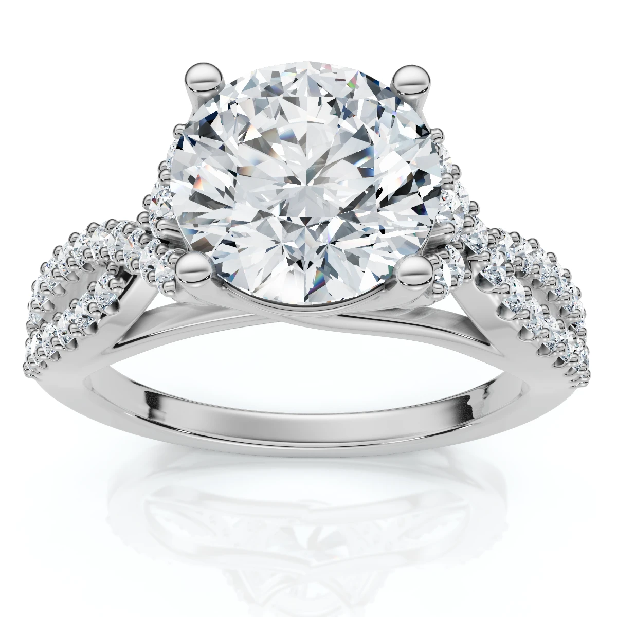 Certified 2 1/2ct Diamond Crossover Engagement Ring 14K Gold of Pt Lab Grown (E-F, VS)