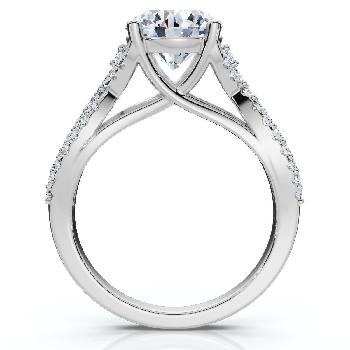 Certified 2 1/2ct Diamond Crossover Engagement Ring 14K Gold of Pt Lab Grown (E-F, VS)
