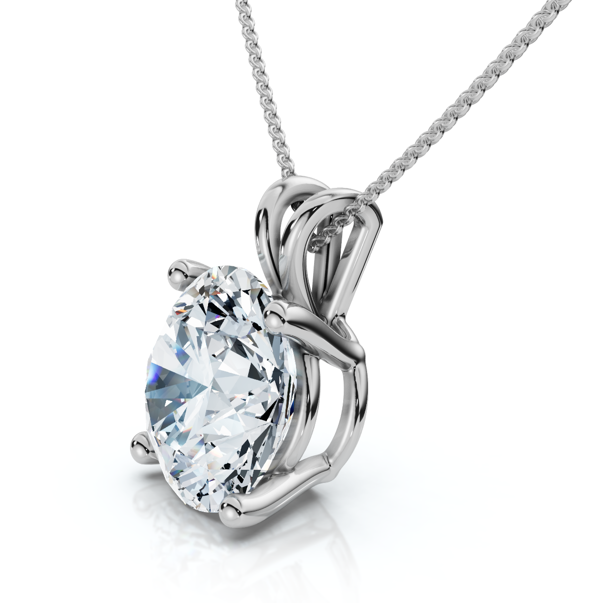 Certified 3Ct Solitaire Round Diamond Pendant 14k Gold Necklace Lab Grown 18" (E-F, VS)