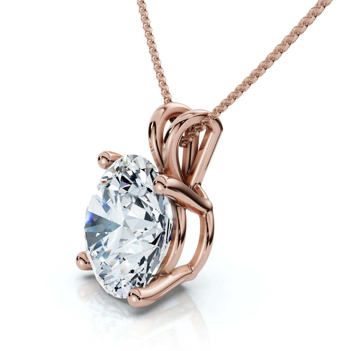 Certified 3Ct Solitaire Round Diamond Pendant 14k Gold Necklace Lab Grown 18" (E-F, VS)