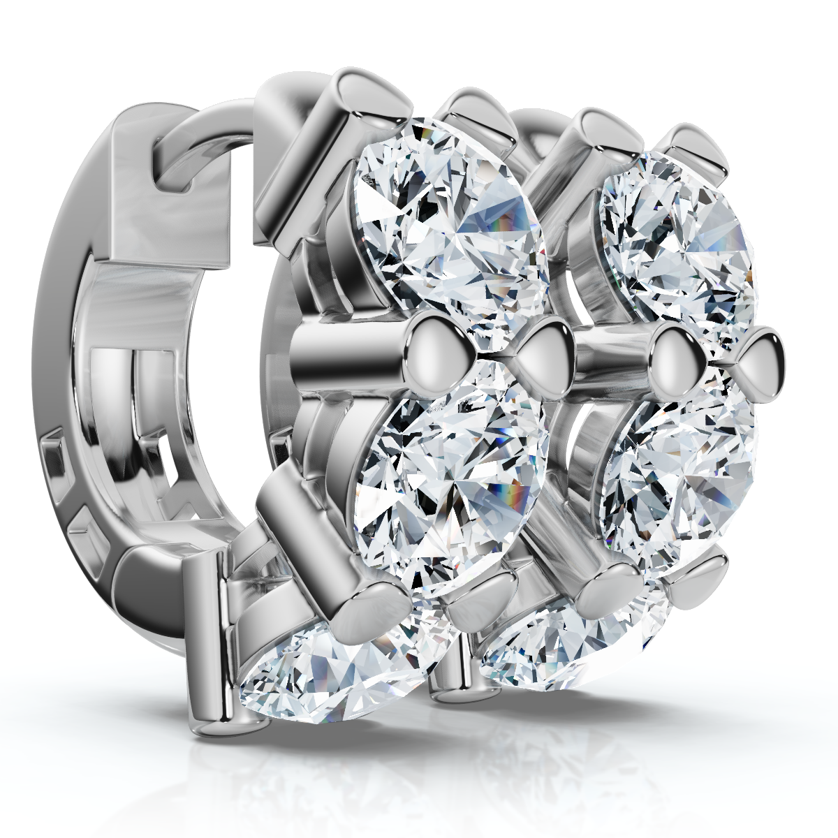 3Ct Diamond Huggie Hoop Earrings 14k Gold 1/2" Tall Lab Grown EF/VS (E-F, VS)