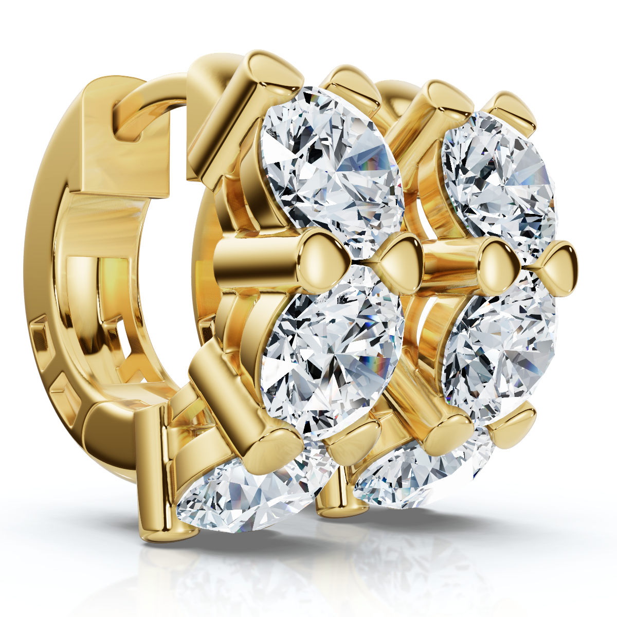 3Ct Diamond Huggie Hoop Earrings 14k Gold 1/2" Tall Lab Grown EF/VS (E-F, VS)