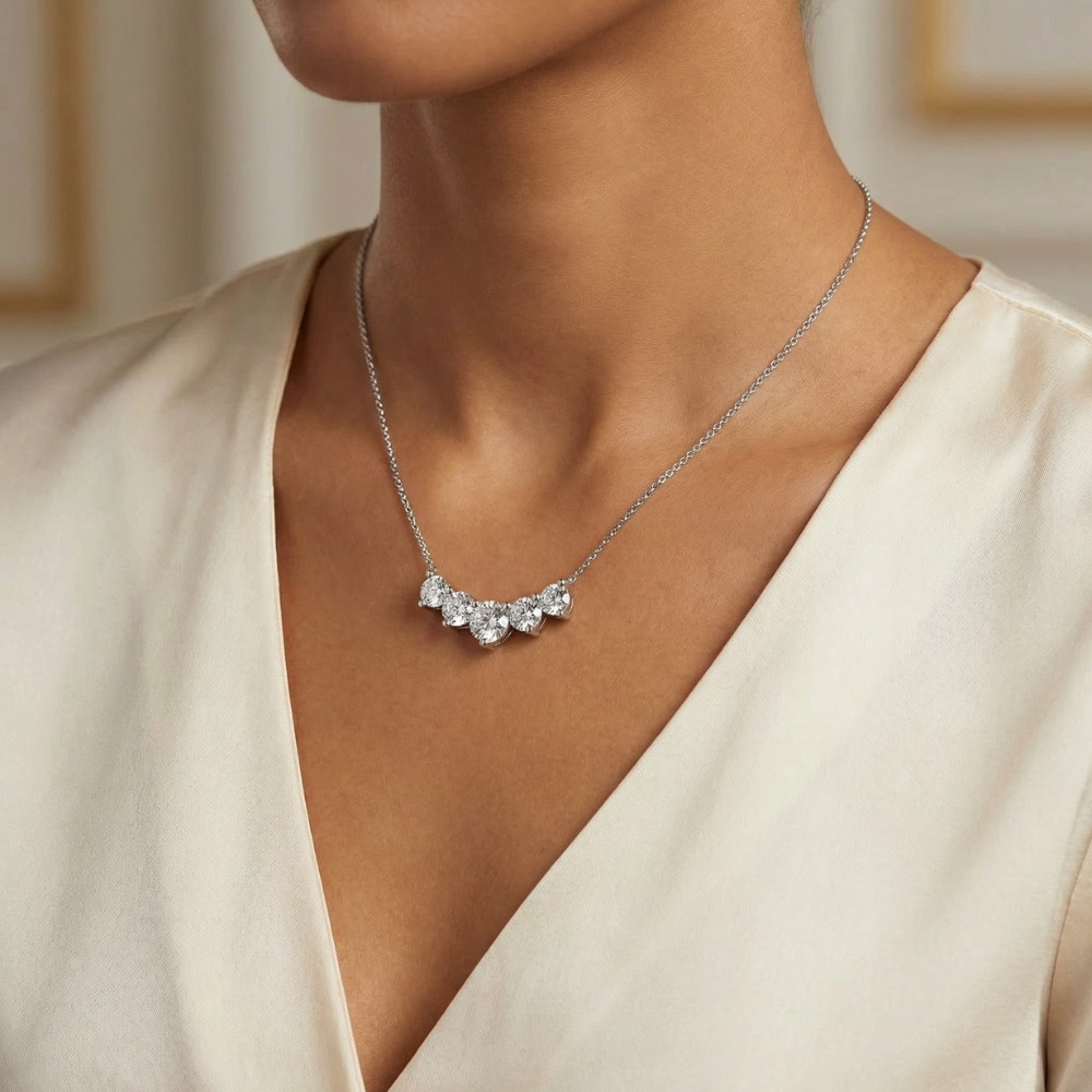 3Ct Silvie Diamond Necklace 14k Gold 18" Lab Grown EF/VS (E-F, VS)