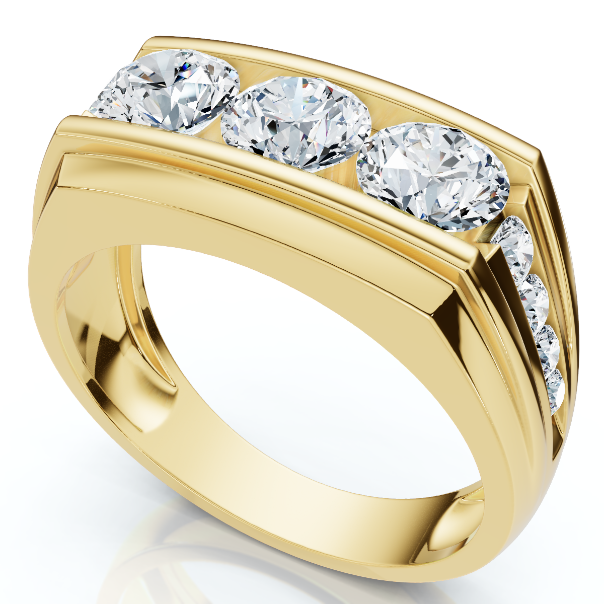 Men's 2Ct Diamond Accented Wedding Anniversary Ring 14k Gold Lab Grown FG/VS (F-G, VS)