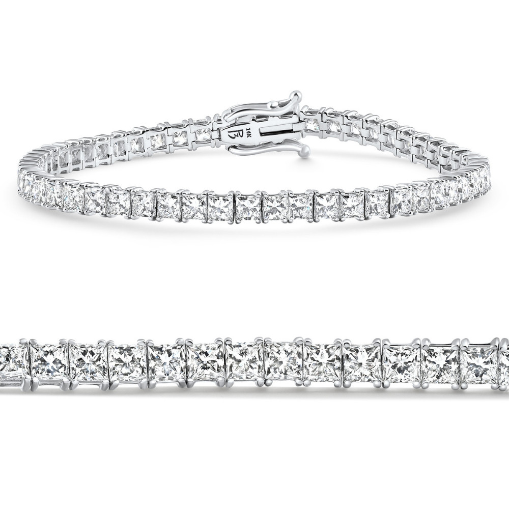 9.20Ct Princess Cut Diamond 7" Tennis Bracelet 14k Gold Lab Grown (E-F, VS)
