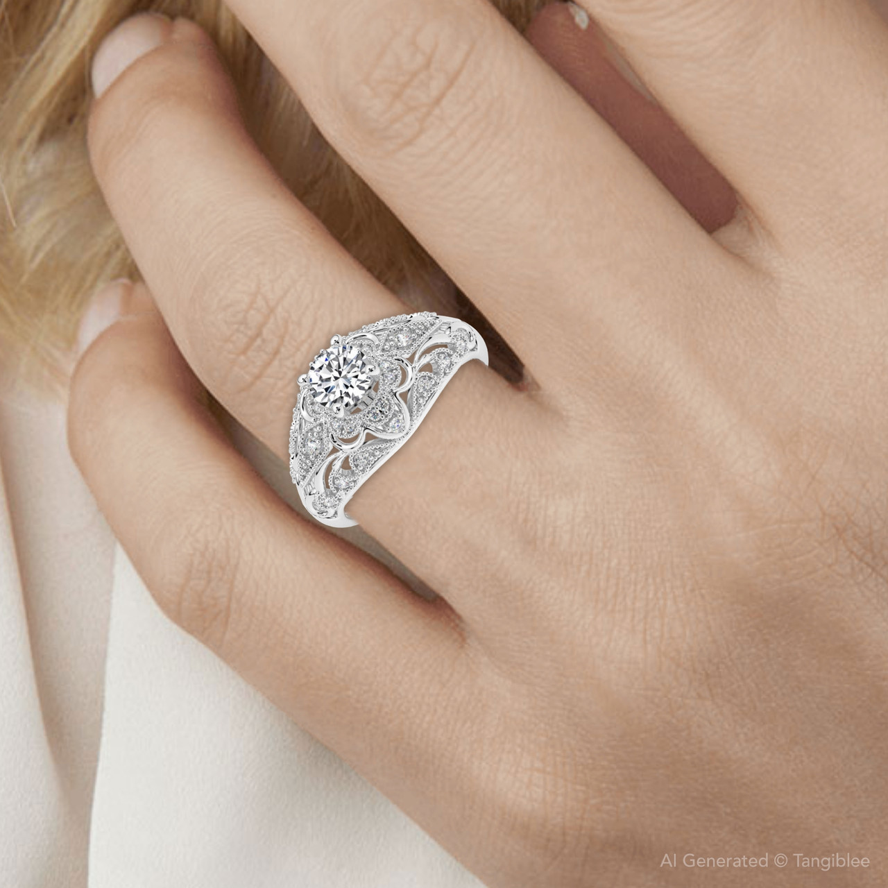 .65Ct Certified Diamond Engagement Ring 14k White Gold (D-E, SI)
