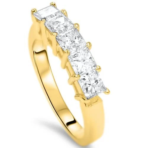 2ct HUGE Princess Cut Diamond Anniversary Gold Ring (H-I, I1)