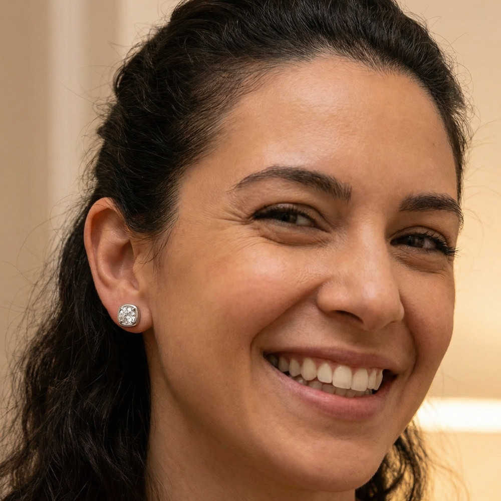 3Ct Cori Diamond Cushion Button Studs 14k Gold Earrings Lab Grown FG/VS (F-G, VS)