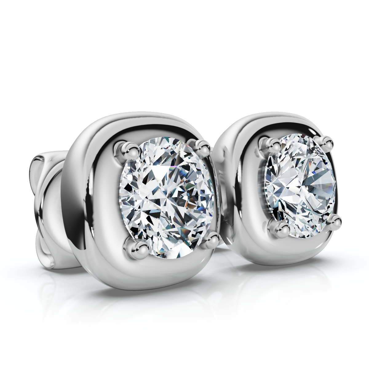 3Ct Cori Diamond Cushion Button Studs 14k Gold Earrings Lab Grown FG/VS (F-G, VS)