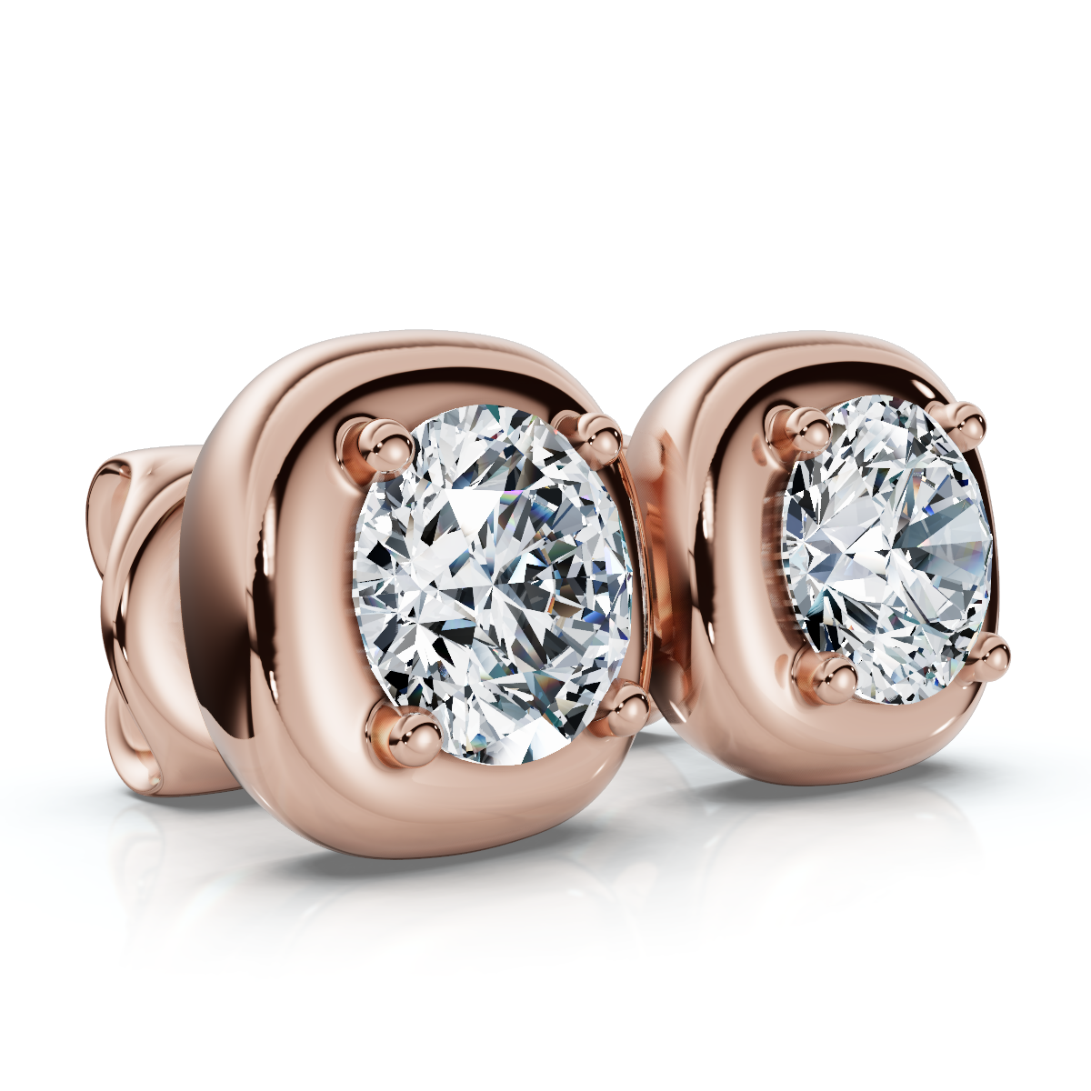 3Ct Cori Diamond Cushion Button Studs 14k Gold Earrings Lab Grown FG/VS (F-G, VS)