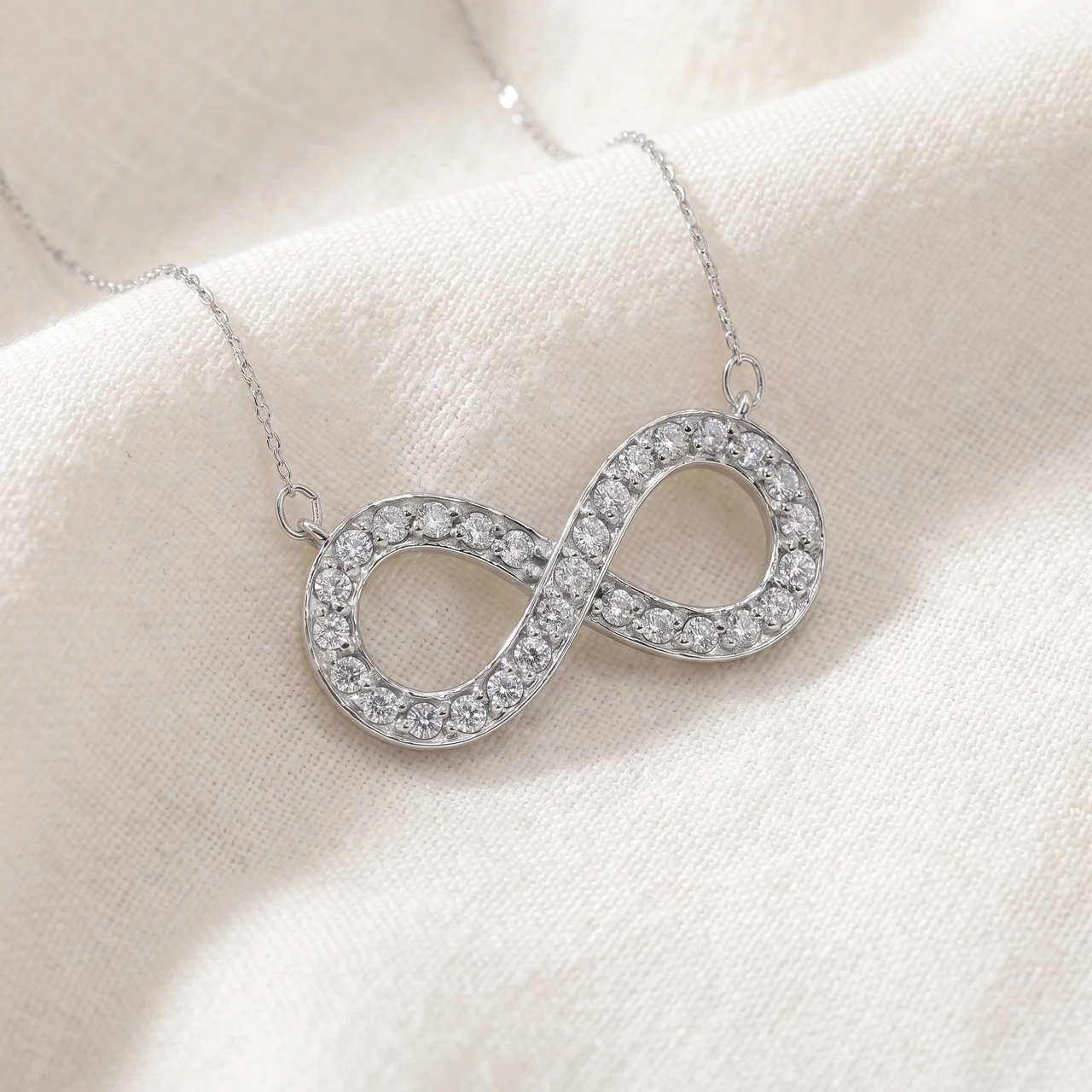3/4ct Diamond Infinity Symbol Pendant 14K White Gold (G-H, I2-I3)