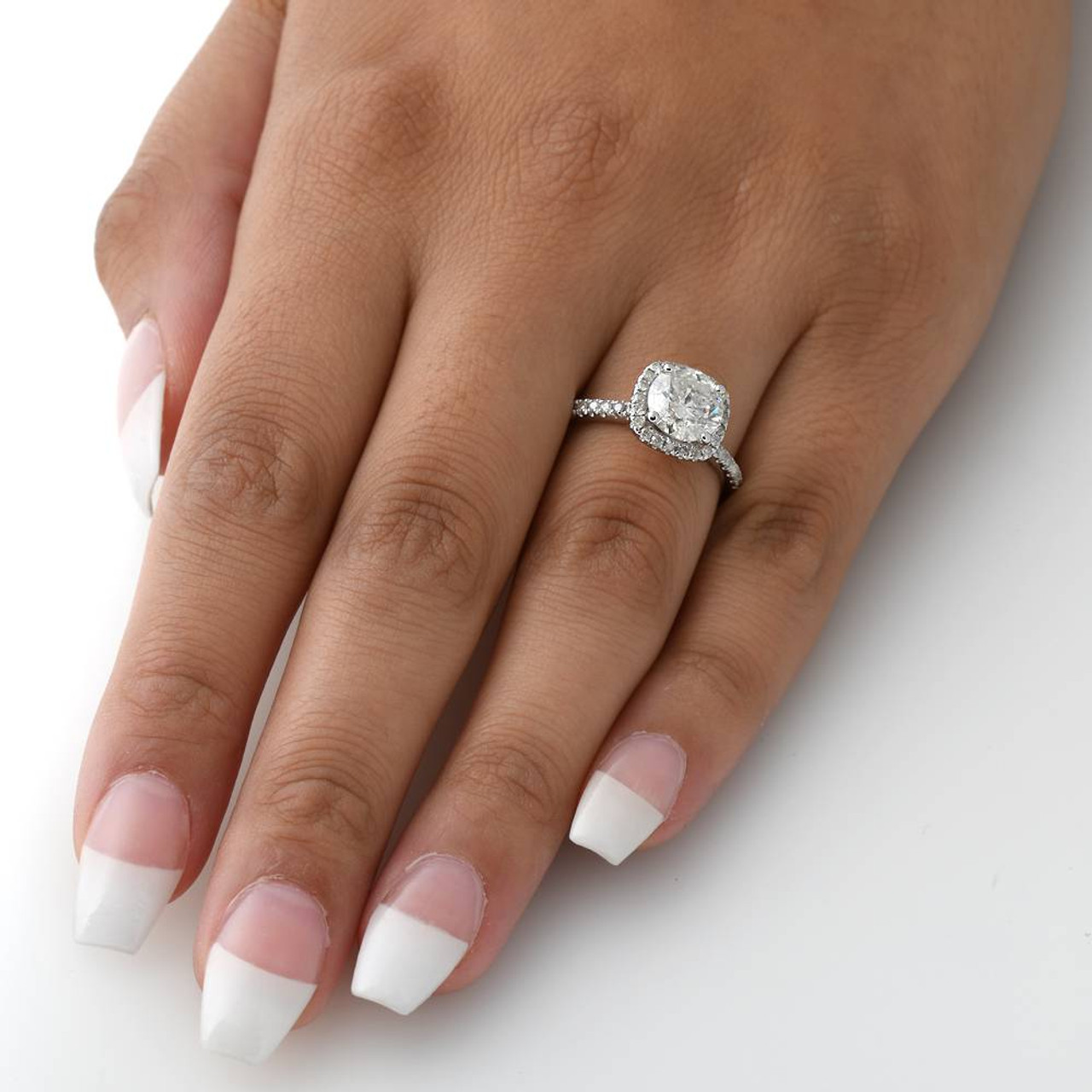 14K Rose Gold Pavé Halo Diamond Engagement Ring (Cushion Emerald, Radiant)