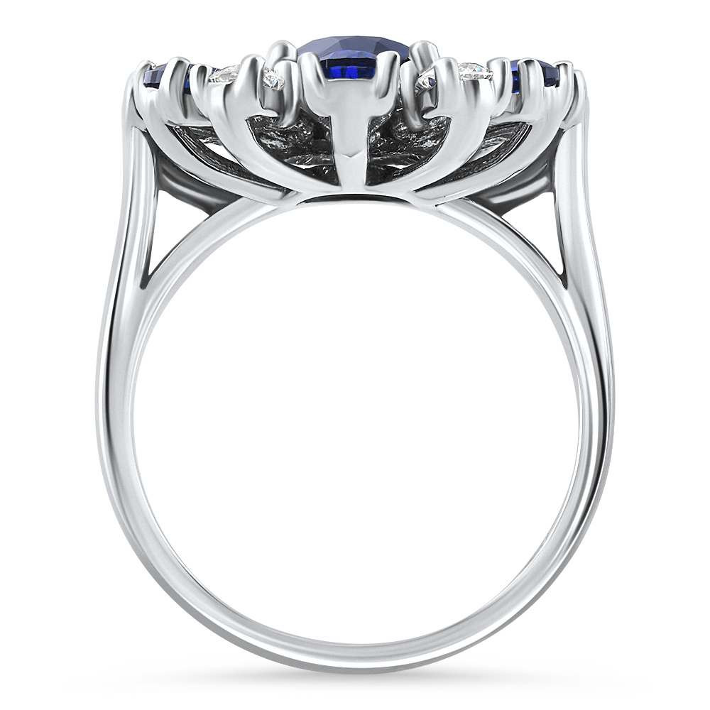 3.80Ct Nicole Blue Sapphire Diamond Ring 14k White Gold Lab Grown (E-F, VS)