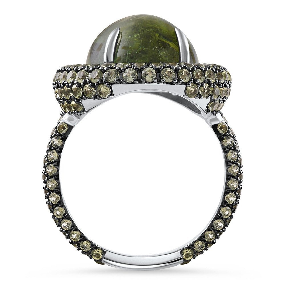 12.21Ct Peridot & Green Tourmaline Heirloom Ring 14k White Gold