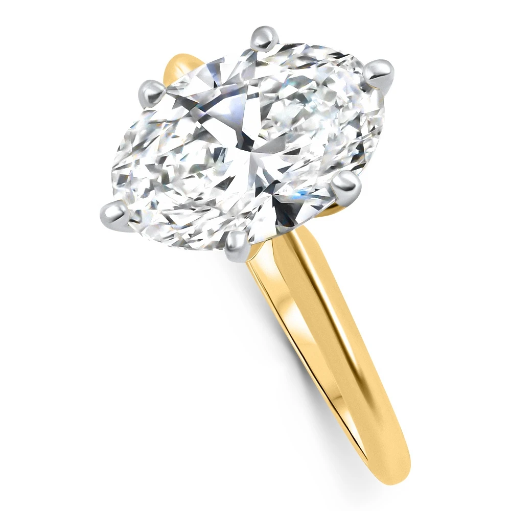 Certified 4Ct Oval Solitaire Diamond Engagement Ring 14k Gold Lab Grown (G-H, VS)