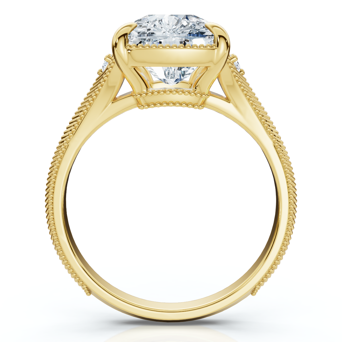 Certified 5Ct Taylor Elongated Cushion Engagement Ring 14k Yellow Gold Lab Grown (F-G, VS)