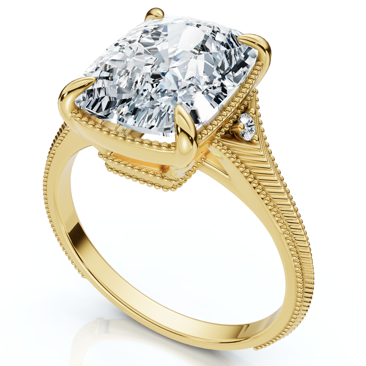 Certified 5Ct Taylor Elongated Cushion Engagement Ring 14k Yellow Gold Lab Grown (F-G, VS)