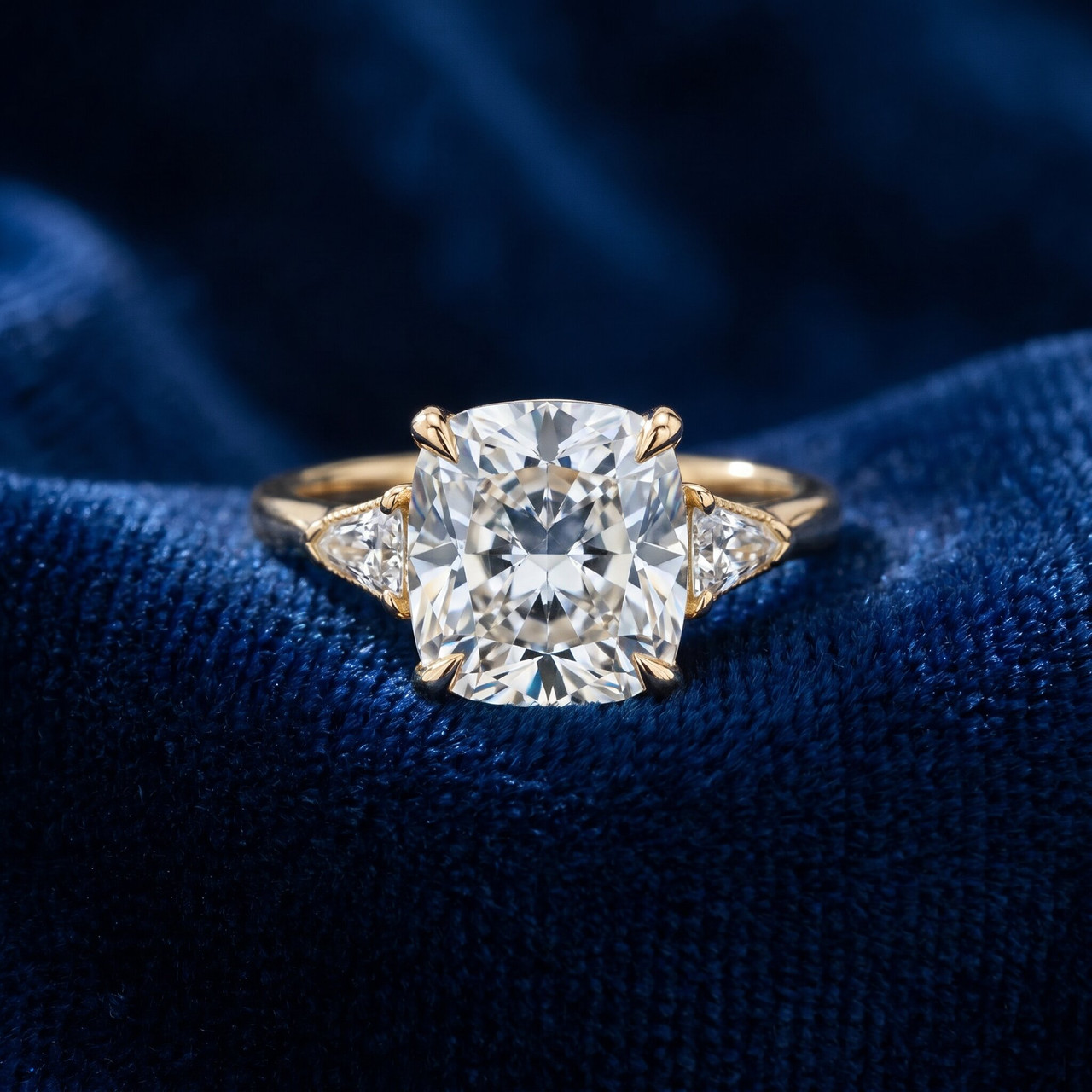 Certified 5Ct Taylor Elongated Cushion Engagement Ring 14k Yellow Gold Lab Grown (F-G, VS)