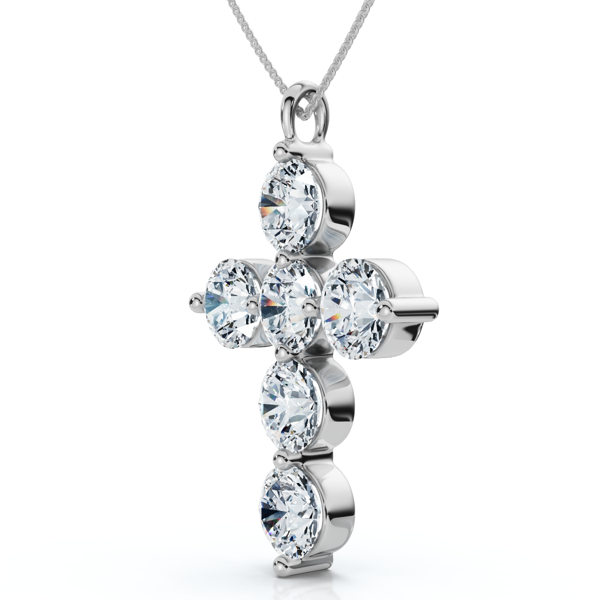 6Ct Diamond Cross Pendant Lab Grown 18" Necklace (E-F, VS)