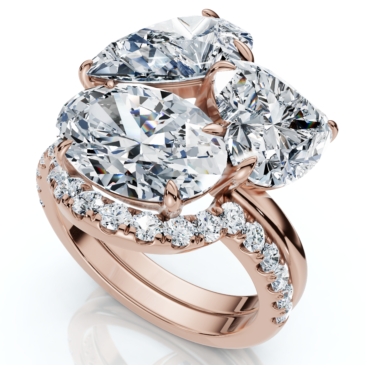 6 1/3Ct Abstract Diamond Ring Set 14k Gold Lab Grown FG/VS (E-F, VS)