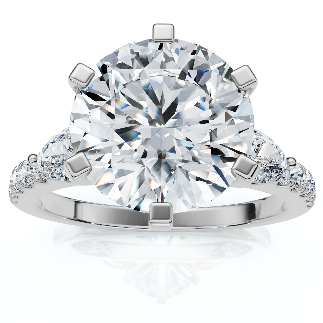 Certified 4 1/2Ct Diamond Engagement Ring Pear Accent 14k Gold or Pt Lab Grown (E-F, VS) Certified 4 1/2Ct Diamond Engagement Ring Pear Accent 14k Gold or Pt Lab Grown (E-F, VS)