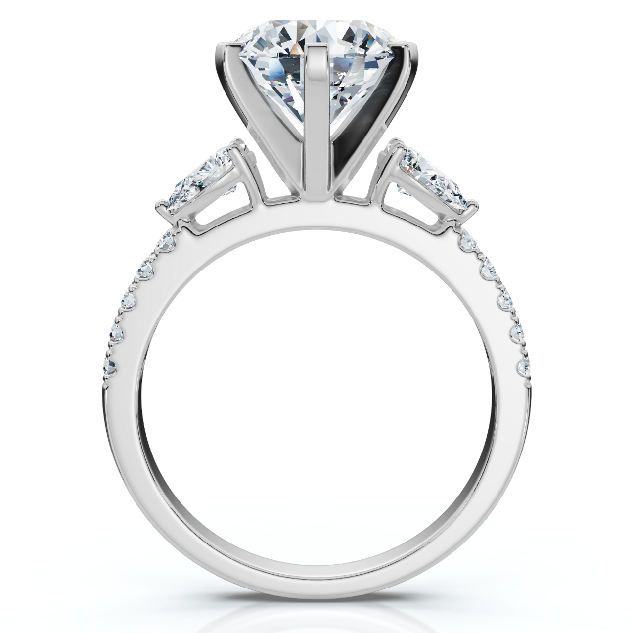 Certified 4 1/2Ct Diamond Engagement Ring Pear Accent 14k Gold or Pt Lab Grown (E-F, VS) Certified 4 1/2Ct Diamond Engagement Ring Pear Accent 14k Gold or Pt Lab Grown (E-F, VS)