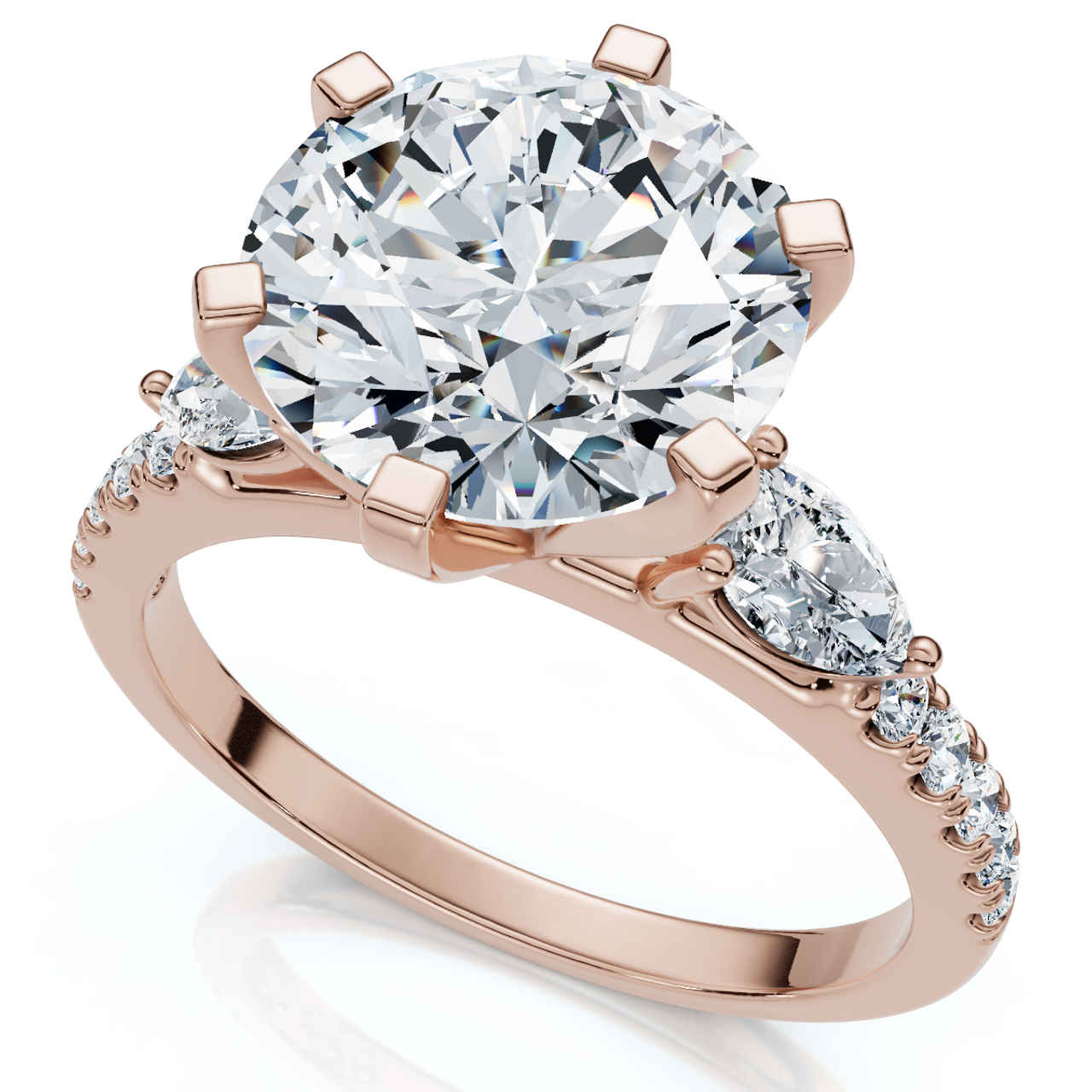 Certified 4 1/2Ct Diamond Engagement Ring Pear Accent 14k Gold or Pt Lab Grown (E-F, VS) Certified 4 1/2Ct Diamond Engagement Ring Pear Accent 14k Gold or Pt Lab Grown (E-F, VS)