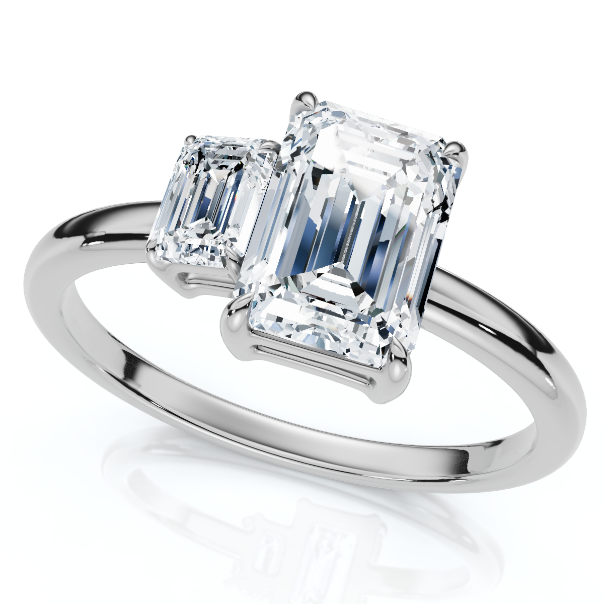 1 1/4Ct Emerald Cut Toi et Moi Diamond Ring 14k Gold or Pt Lab Grown (E-F, VS)