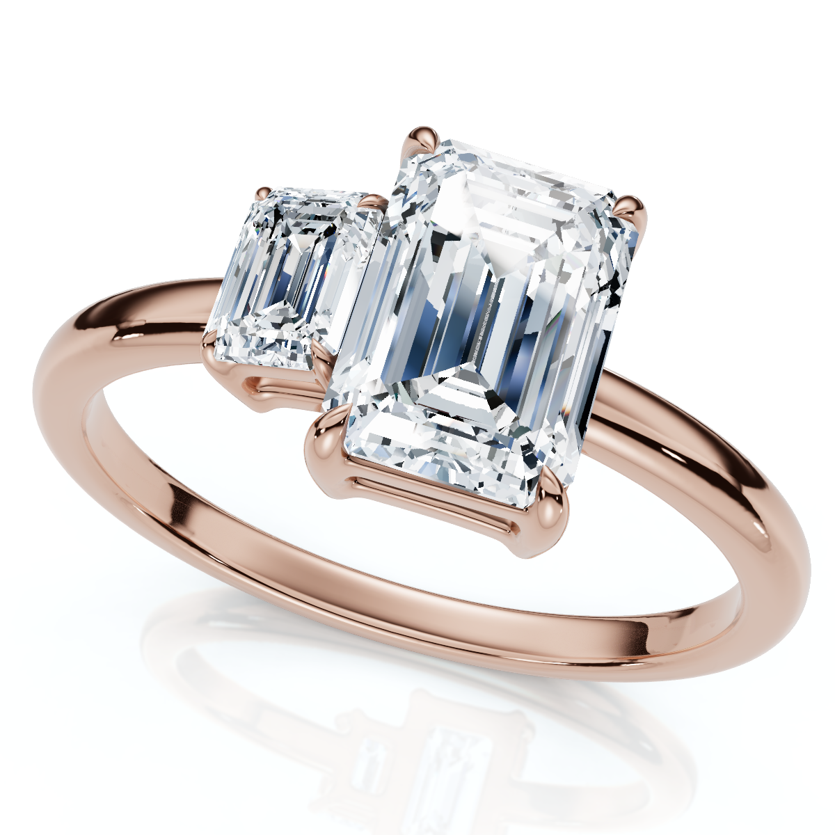 1 1/4Ct Emerald Cut Toi et Moi Diamond Ring 14k Gold or Pt Lab Grown (E-F, VS)