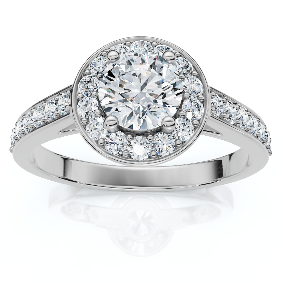 1Ct Diamond Halo Engagement Ring 14k Gold or Platinum Lab Grown EF/VS (E-F, VS)