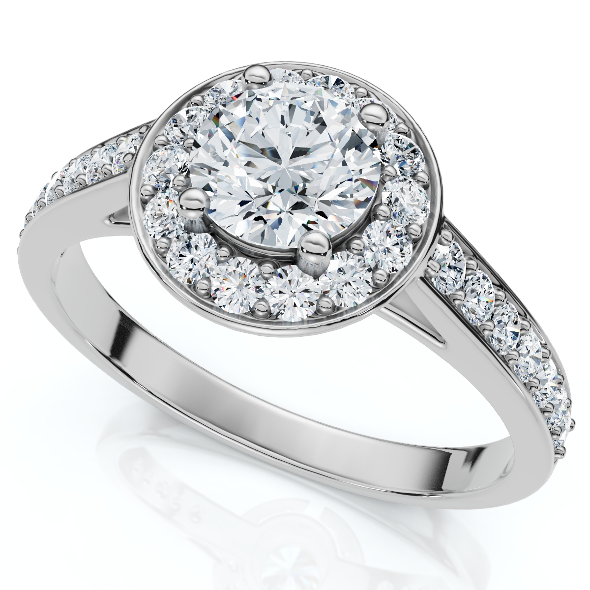 1Ct Diamond Halo Engagement Ring 14k Gold or Platinum Lab Grown EF/VS (E-F, VS)