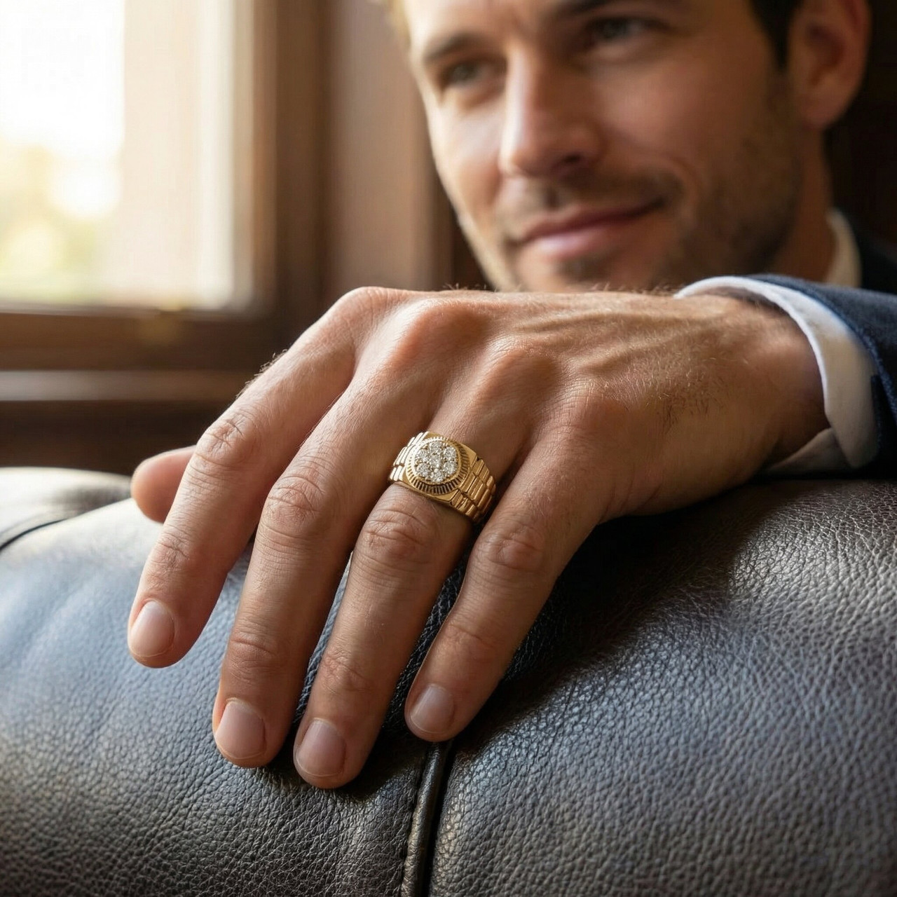 3/4ct Diamond Mens Ring 14K Yellow Gold (G-H, SI)