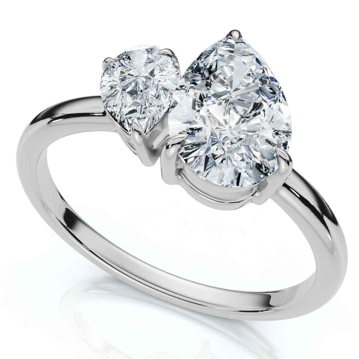 1 1/4Ct Pear Cut Toi Et Moi Diamond Ring 14k Gold or Pt Lab Grown (F-G, VS)