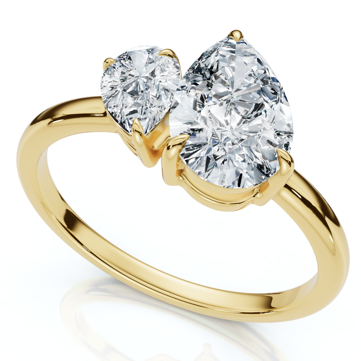 1 1/4Ct Pear Cut Toi Et Moi Diamond Ring 14k Gold or Pt Lab Grown (F-G, VS)