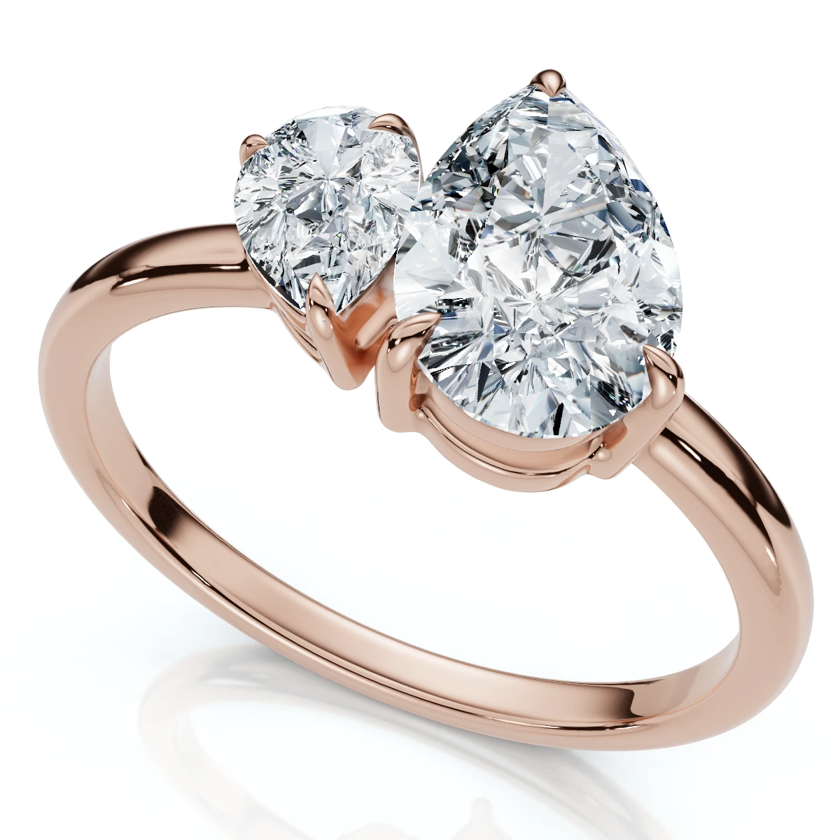 1 1/4Ct Pear Cut Toi Et Moi Diamond Ring 14k Gold or Pt Lab Grown (F-G, VS)