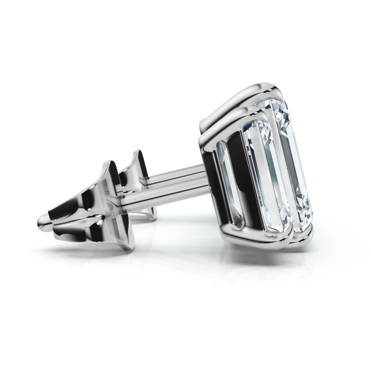 1 1/2Ct Emerald Cut Toi et Moi Diamond Earrings 14k Gold Lab Grown (E-F, VS)