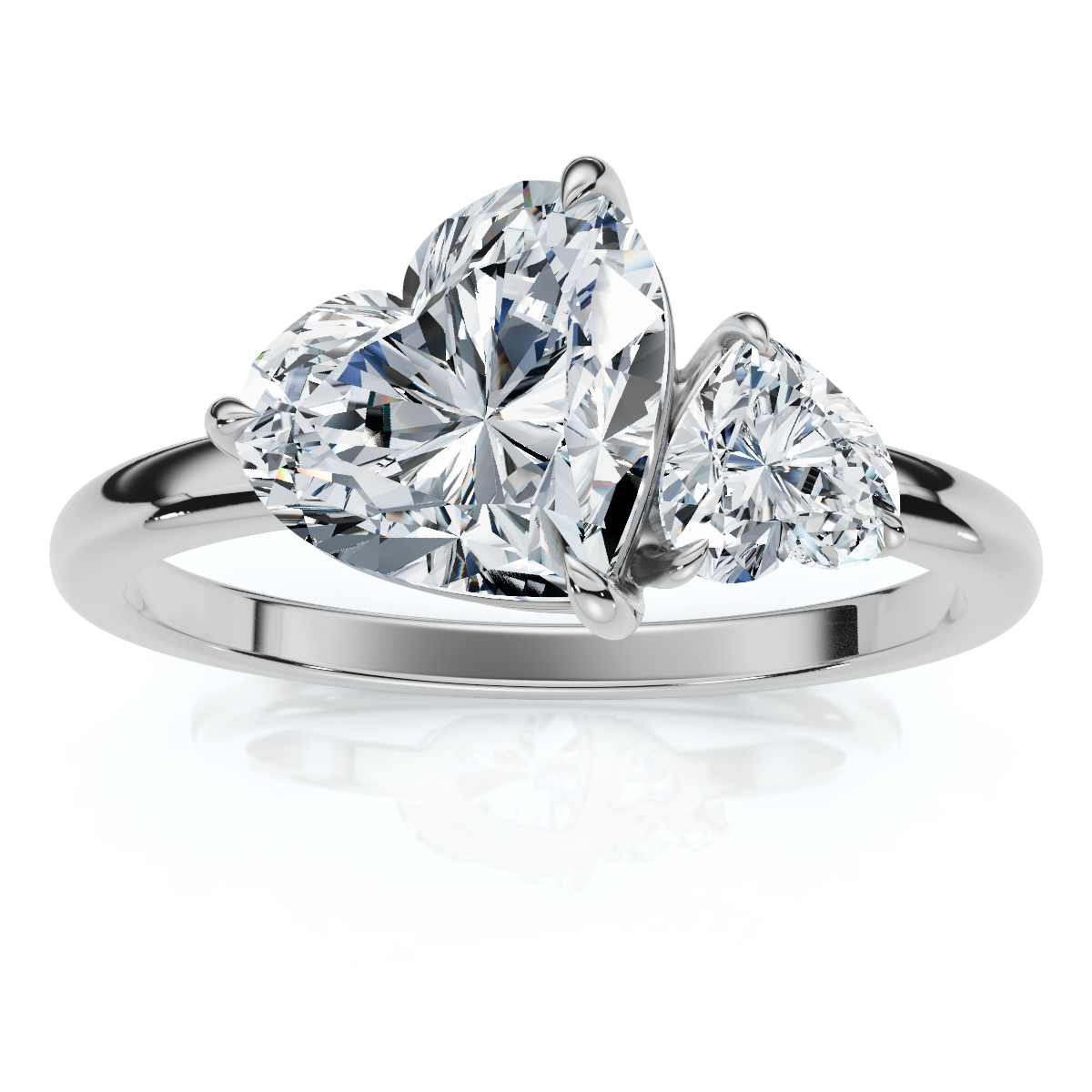 1 1/2Ct Heart Cut Toi et Moi Diamond Ring 14k Gold or Pt Lab Grown (E-F, VS)