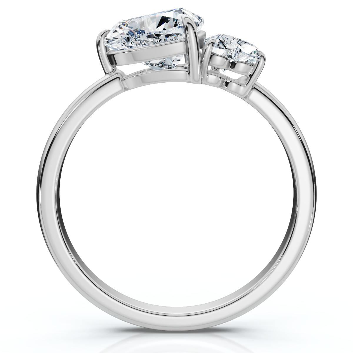 1 1/2Ct Heart Cut Toi et Moi Diamond Ring 14k Gold or Pt Lab Grown (E-F, VS)