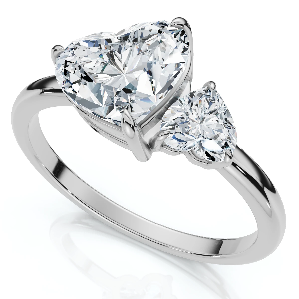 1 1/2Ct Heart Cut Toi et Moi Diamond Ring 14k Gold or Pt Lab Grown (E-F, VS)