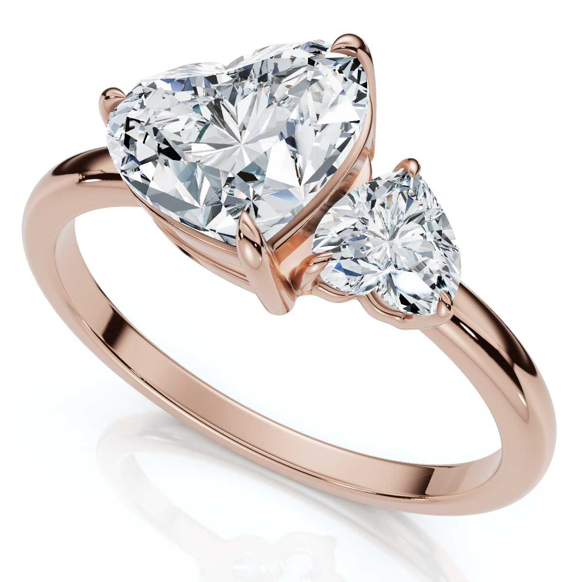 1 1/2Ct Heart Cut Toi et Moi Diamond Ring 14k Gold or Pt Lab Grown (E-F, VS)