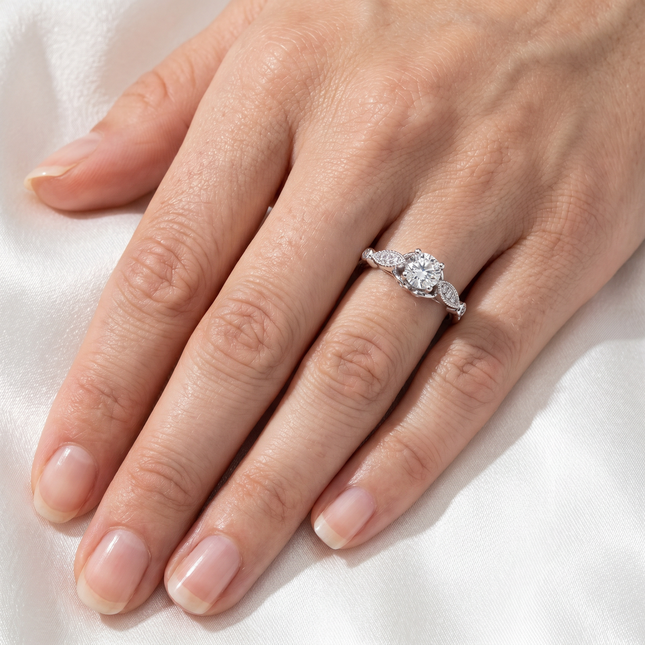 5/8ct Diamond Vintage Engagement Ring 950 Platinum (G-H, VS)