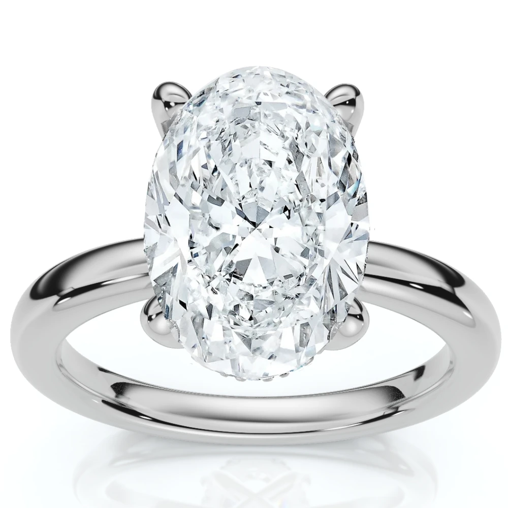 Certified 4.10Ct Oval Diamond Side Halo Engagement Ring 14k Gold Lab Grown (H-I, SI)
