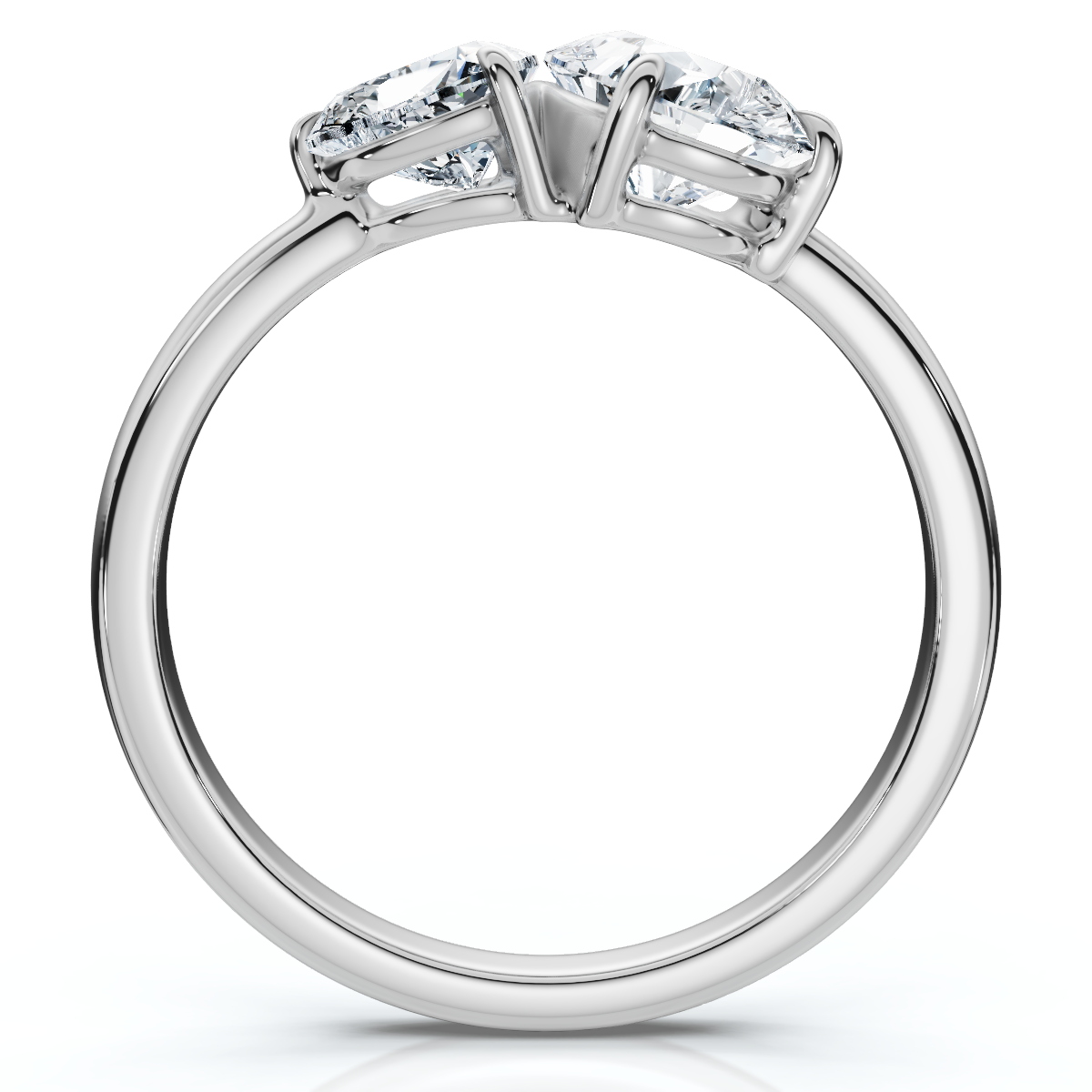 1 1/2Ct Heart & Pear Two Stone Toi et Moi Diamond Ring 14k Gold or Pt Lab Grown (F-G, VS)