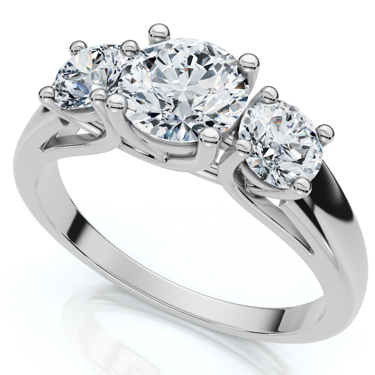 1Ct Three Stone Diamond Engagement Ring 14k Gold or Platinum Lab Grown FG/VS (E-F, VS)