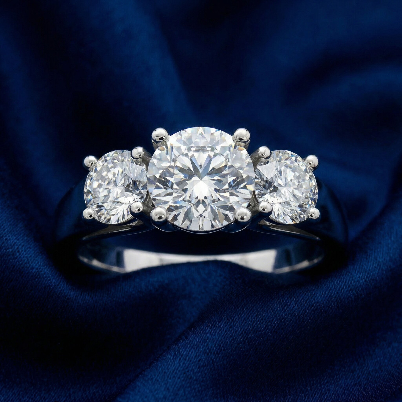 1Ct Three Stone Diamond Engagement Ring 14k Gold or Platinum Lab Grown FG/VS (E-F, VS)