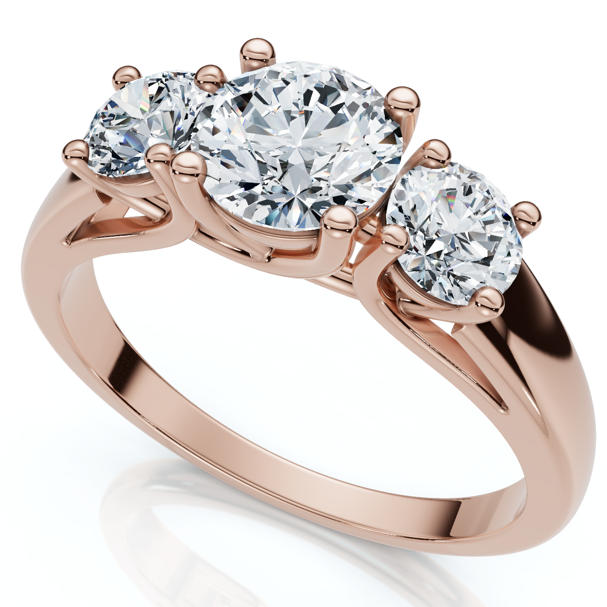 1Ct Three Stone Diamond Engagement Ring 14k Gold or Platinum Lab Grown FG/VS (E-F, VS)