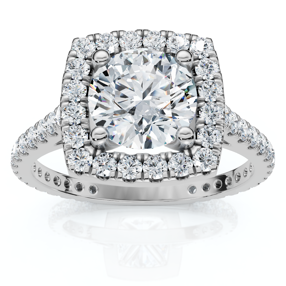 1 1/3Ct Round Halo Diamond Engagement Ring 14k Gold Lab Grown (E-F, VS)