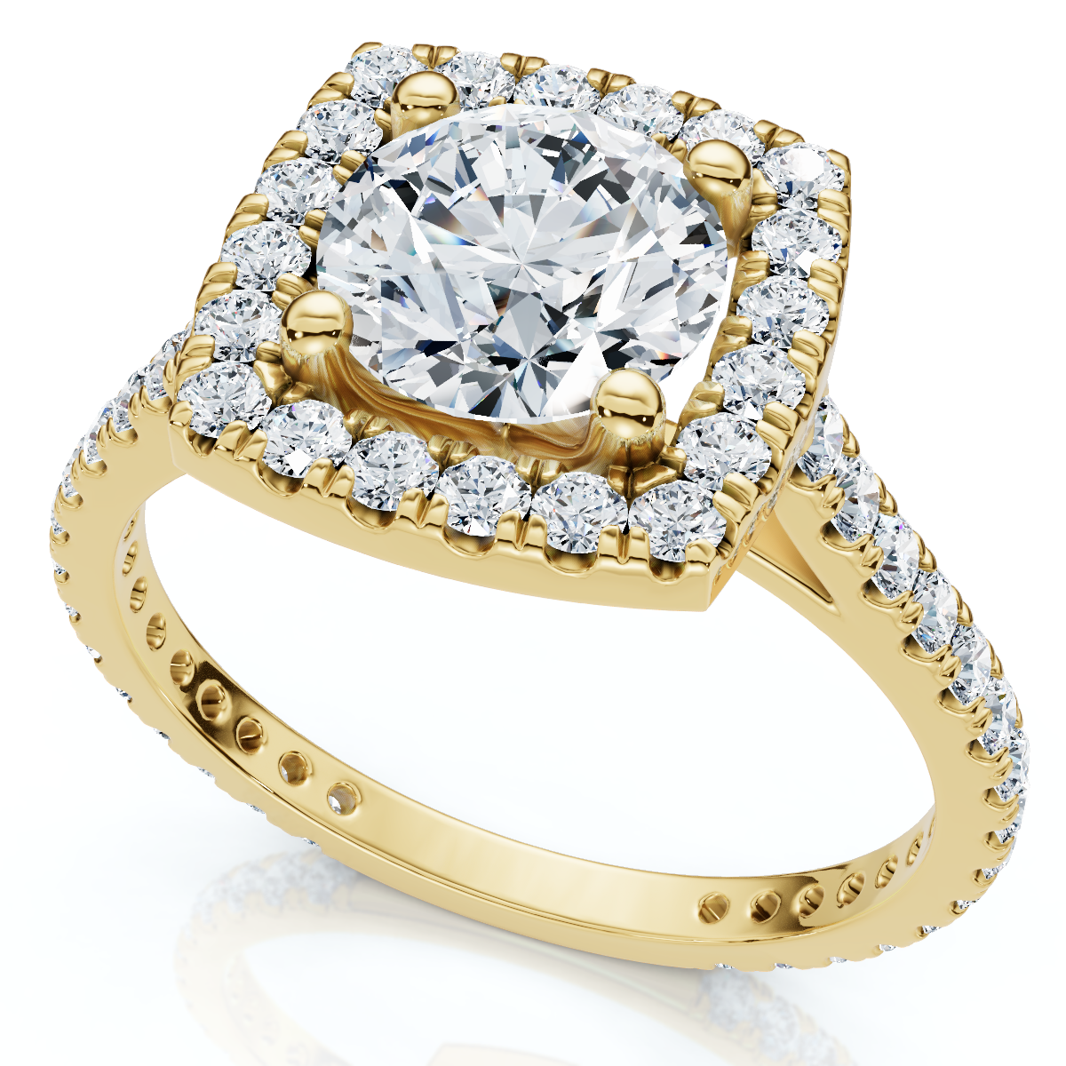 1 1/3Ct Round Halo Diamond Engagement Ring 14k Gold Lab Grown (E-F, VS)