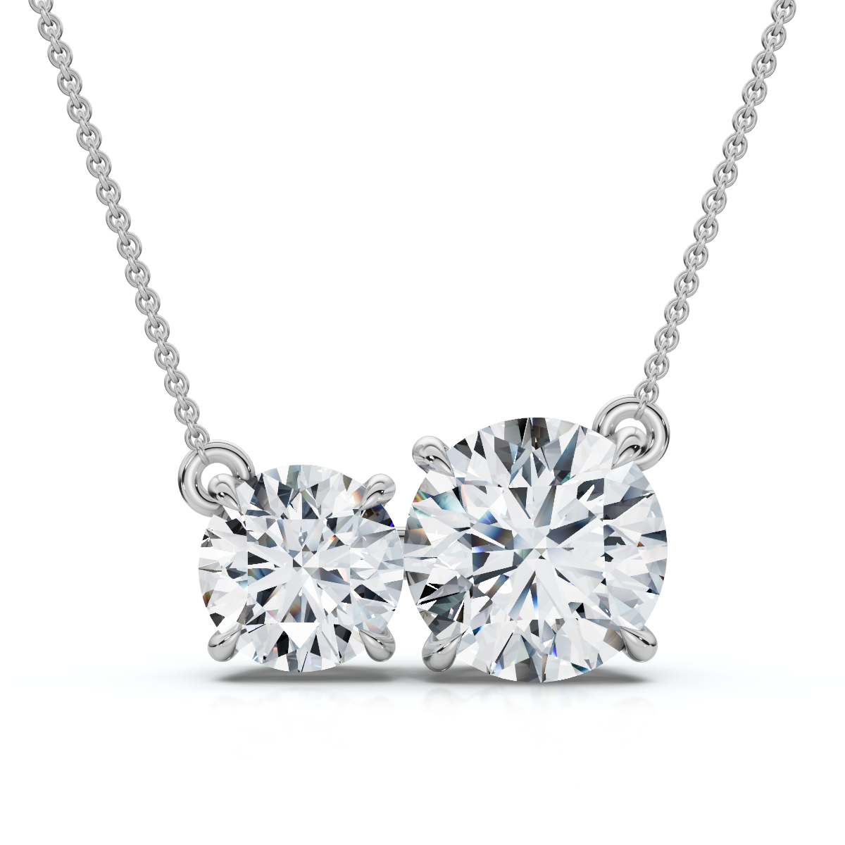 1 1/2Ct Rounds Toi et Moi Diamond Pendant 14k Gold or Pt Lab Grown (F-G, VS)